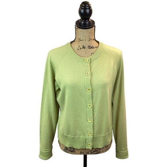 Banana Republic Womens XL Merino Wool Blend Cardigan Sweater Green - Picture 3 of 12